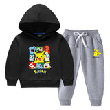 Children Pokemon Pikachu Hoodie & Pant Set Fleece Lined Padded Warm Keeping Sweatshirt Set