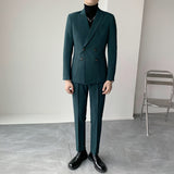 Double Brewed Seersucker Suit Men's Set Leisure Suit