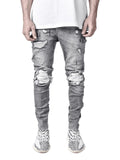 J Shaped Jeans Stretch Feet Pants Motorcycle Ripped Black Jeans Men