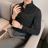 Men Shirts Striped Business Long Sleeve Shirt
