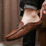 Loafers for Men Summer Men's Shoes Closed Toe Half Slippers Men