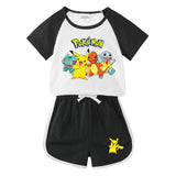 Children Pokemon Pikachu Tshirts & Shorts Short Sleeve T-shirt Shorts Casual Sports Two Pieces