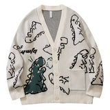 Dinosaur Sweaters Knitted Sweater Men's and Women's Oversize Breasted Cardigan