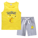 Children Pokemon Pikachu Tshirts & Shorts Vest Middle Pants Sports Casual Thin Two Pieces
