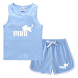Children Pokemon Pikachu Tshirts & Shorts Casual Sports Sweat-Absorbent Suit Neutral