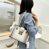 Jackie Kennedy Bag Crocodile Pattern Tote Bag