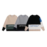 Off White Winter Fleece Sweatshirts Autumn Knitted Sweater for Men and Women