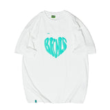 Men T Shirt Summer Casual Tops Men's Clothes Summer Wear Retro Men's round Neck Short Sleeve Casual Loose Peach Heart Letters Print T-shirt