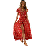 Beth Dutton Bohemian Dress Summer Spring Midi Dresses Summer Printed Dress Short Sleeve Beach Vacation Dress