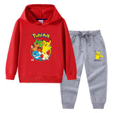 Children Pokemon Pikachu Hoodie & Pant Set Hooded Sweater Trousers Cotton Suit