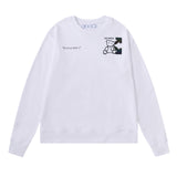 Off White Sweatshirts Long Sleeve round Neck Sweater Autumn and Winter Bear Arrow Pattern Sweater for Men and Women