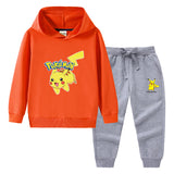 Children Pokemon Pikachu Hoodie & Pant Set Hooded Sweater Trousers Two-Piece Baby Cotton Sweater Set