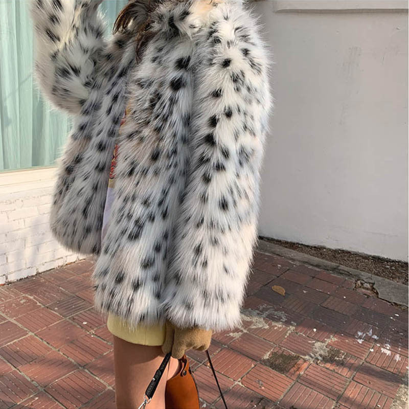 Dalmatian Coat Women's Leopard Print Mid-Length