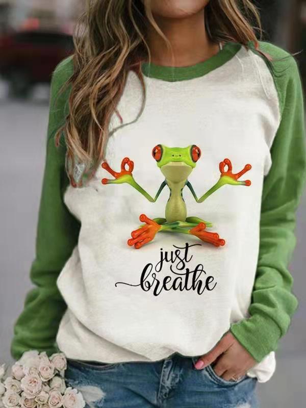 Ugly Christmas Sweater Women's Red Contrast Color Old Printed Long Sleeve round Neck T-shirt