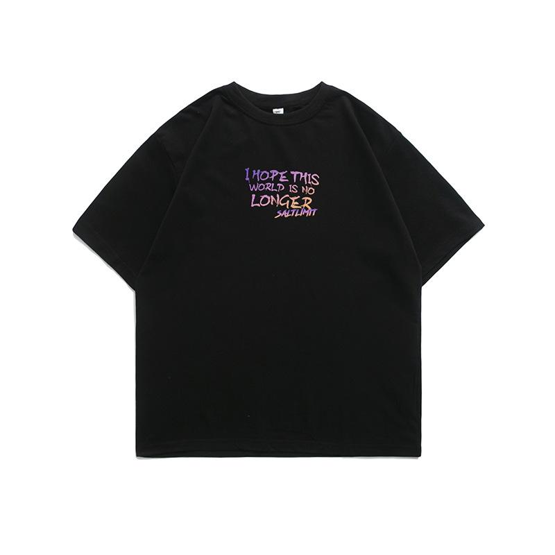 Men T Shirt Summer Casual Tops Men's Clothes Summer Wear Retro Men's round Neck Short Sleeve Casual Wide Loose Label Printed T-shirt Fashion