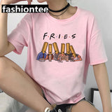 Friends Joey T Shirt Friends Pink Casual Loose-Fitting T-shirt