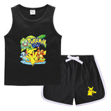 Children Pokemon Pikachu Tshirts & Shorts Casual Sports Undershirt Suit Neutral