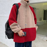 Men's Autumn Winter Coat Winter Men's Stand Collar Lamb Wool Embroidered Jacket