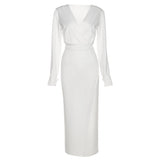 Music Festivals Rave Outfits Dress Sexy V-neck Slim Fit Long Sleeve Narrow Dress for Women