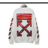 Off White Sweatshirts Long Sleeve round Neck Neck Sweater Autumn and Winter Off Red Gradient Arrow Pattern round Neck Sweater for Men and Women