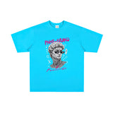 Rock Star T Shirt Washed Printed High Street T-shirt Short Sleeve Loose Cotton