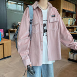 Corduroy Patch Jacket Autumn Corduroy Shirt Men's Baggy Coat Clothes