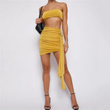 Women Top & Skirt 2 Piece Set Spring/Summer Camisole Slim Fit Sheath Skirt Suit