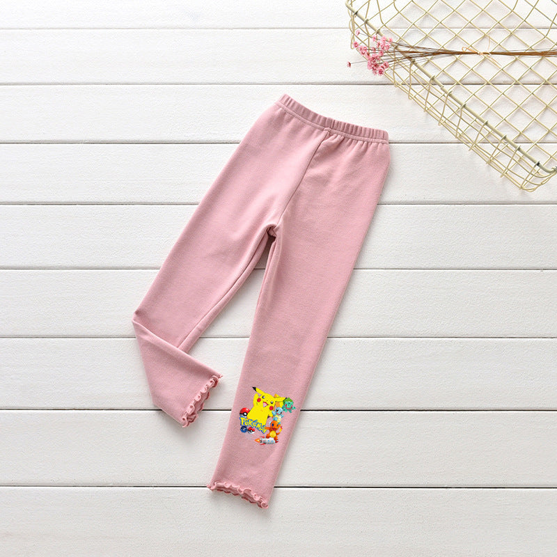 Children Pokemon Pikachu Pants Baby Cotton Spring and Autumn Trousers Girl