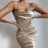 Women Summer Dresses Mini Dress Spring Women's Party Sexy Satin Midi Dress