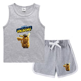 Children Pokemon Pikachu Tshirts & Shorts Casual Sports Sweat-Absorbent Suit Neutral