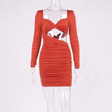 Bella Hadid Dress Sexy Pleated Hollow Backless Sheath Skirt Dress