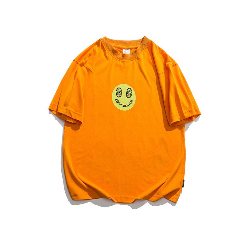 Men T Shirt Summer Casual Tops Men's Summer Short-Sleeved Men's Summer Loose T-shirt Smiley Printed Casual Couple T-shirt