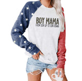 Boy Mama Boy Mama Letter Print Loose Long Sleeve Sweater