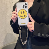 justin b drew phone case Apple 12 Drew Smiley Face Chain Phone Case XR Xs Transparent Iphone11