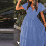 Women Bohemian Dress Women's Summer Fashion Short Sleeve Dress