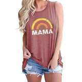 Boy Mama T Shirts Women's Vest Rainbow Mama Letter Printed round Neck Sleeveless Vest