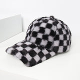 Vintage Check Baseball Cap Black and White Plaid
