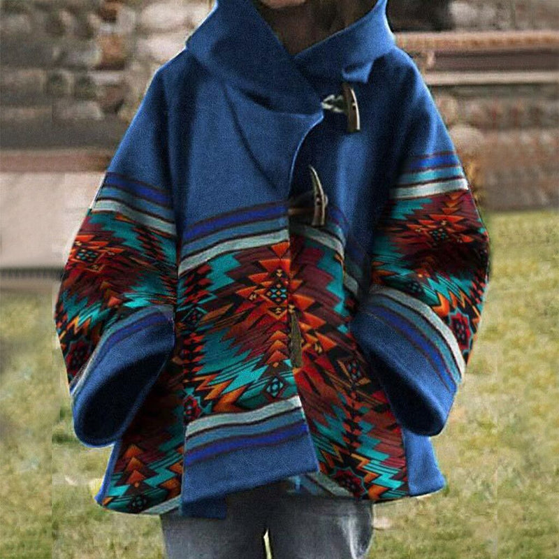 Beth Dutton Outfits Autumn and Winter Long Sleeve Hooded Jacket Printed Woolen Coat