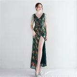 Sequin Evening Dress Split Long Sequined Fishtail Skirt