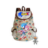 Sonic Backpack Hedgehog Sonic Backpack Cute Pattern Drawstring Backpack