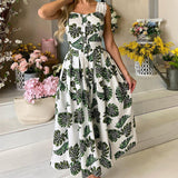 Women Bohemian Dress Summer Women's Spaghetti-Strap Floral Print Dress