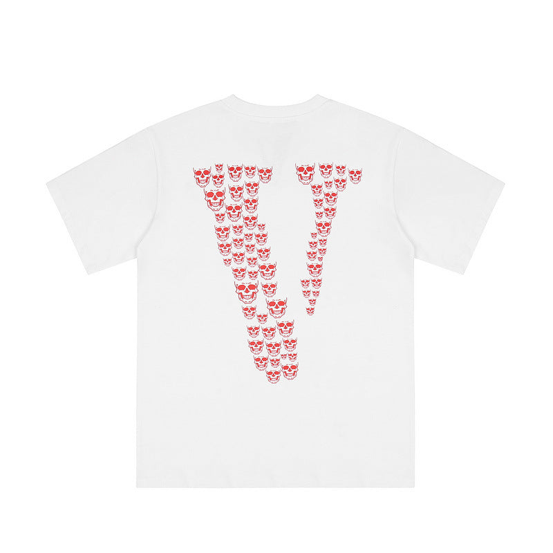 Playboi Vlone Shirt Loose Crew Neck Casual Skull Letter Short Sleeve T-shirt