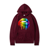 Drippy Hoodies Lip Printings Loose Sweater