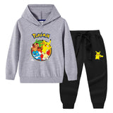Children Pokemon Pikachu Hoodie & Pant Set Hooded Sweater Trousers Cotton Suit