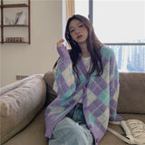Preppy Aesthetic Outfits Cardigan Knitted Coat Women Autumn and Winter Loose