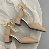 Nude Block Heel Sandals French High Heels