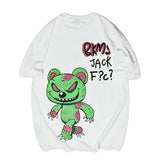 Men T Shirt Summer Casual Tops Men's Clothes Summer Wear Vintage Men's round Neck Short Sleeve Street Casual Cartoon Monster Bear T-shirt