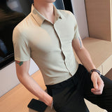 Men Shirts Solid Color Business Short Sleeve Shirt