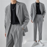 Seersucker Suit Men's Design Jacket Casual Striped Business Formal Wear