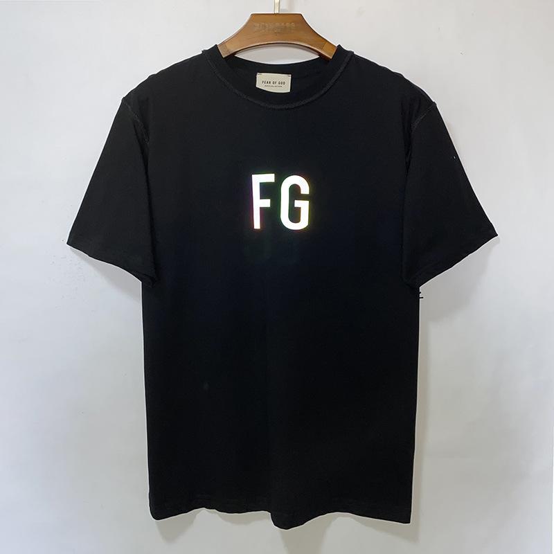 Fog Essentials Tshirts Fog Fear Of God Rich FG Colorful Reflective Printed Men's and Women's Loose Short-Sleeved T-shirt